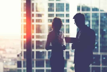 man and woman going over plan